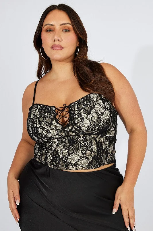 Black Cami Top Sleeveless Lace