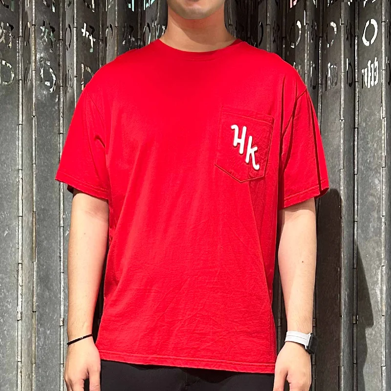 HK Logo Oversized Pocket T-shirt, Red