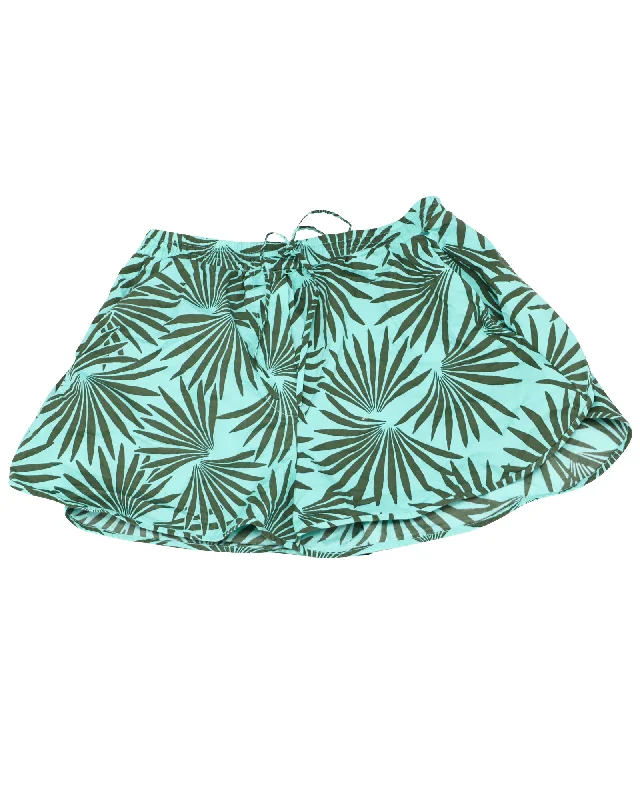 Diane Von Furstenberg Tropical Print Shorts in Green and Black Cotton