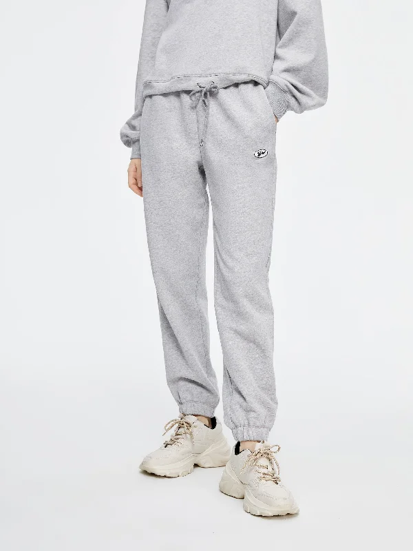 Floral Gray Jacquard Elastic Sweatpants