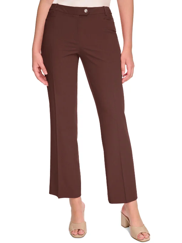 Petites Womens Mid-Rise Solid Bootcut Pants