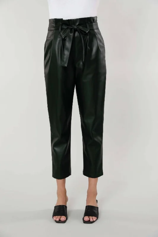 Uptown Paper Bag Pants In Green