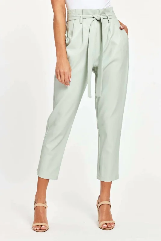 Uptown Paper Bag Pants In Mint