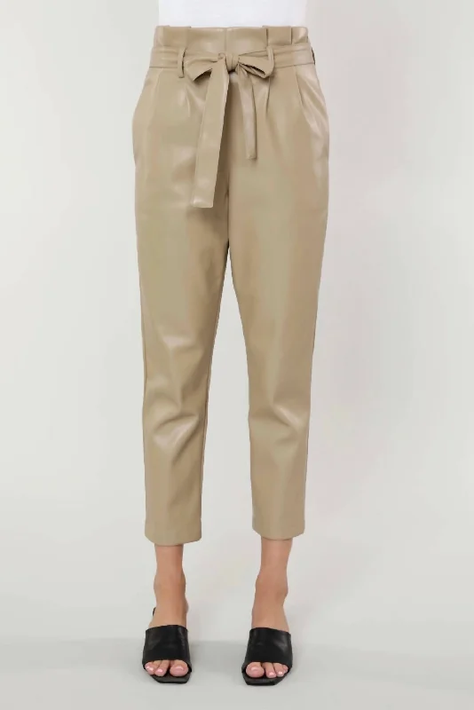 Uptown Paper Bag Pants In Taupe