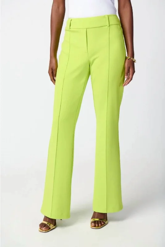 Vertical Seam Flared Pant In Key Lime