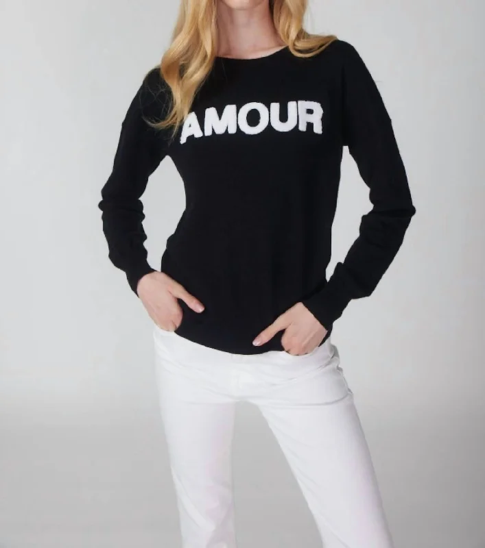 Amour Crew Sweater In Black