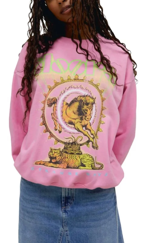 Doors Strange Days Crew Sweater In Pink Sugar