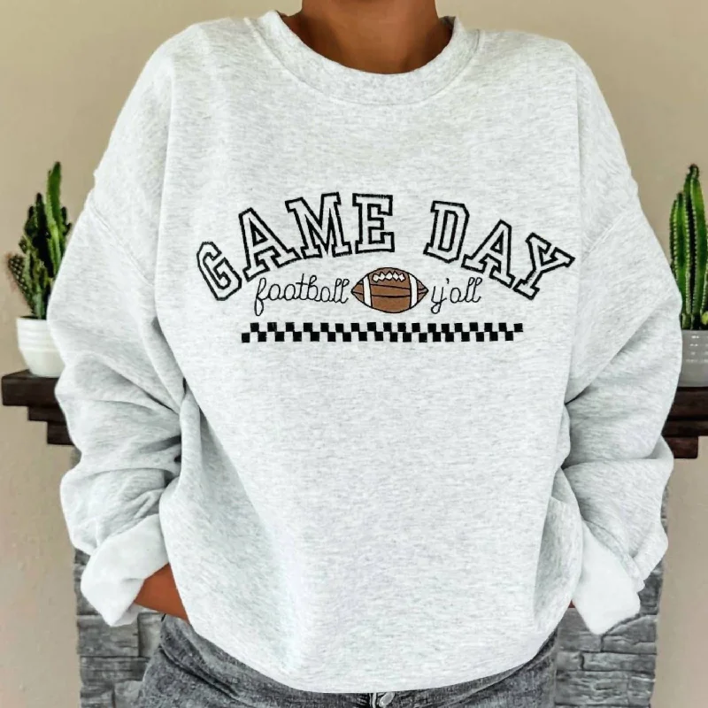 Embroidered Game Day Gildan Sweatshirt In Grey