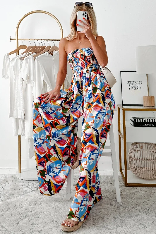 Lovely In Lanai Strapless Floral Jumpsuit (Multi)