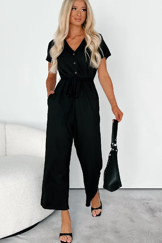 No Dilemma Short Sleeve Jumpsuit (Black)