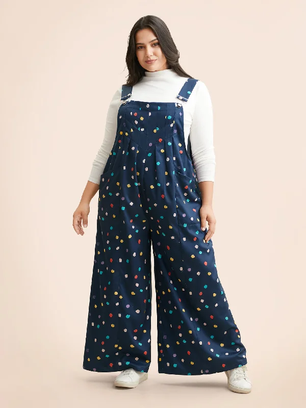 Painted Polka Dot Adjustable Straps Jumpsuit