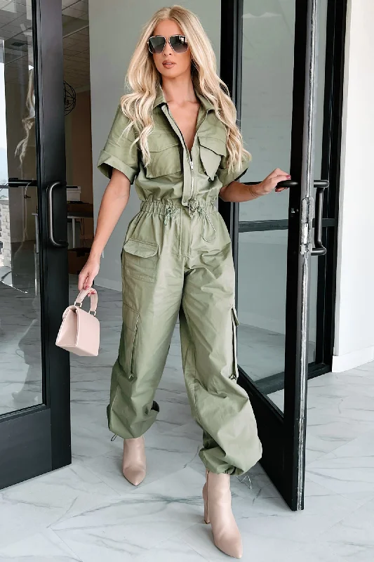 Problem Free Utility Jumpsuit (Olive)