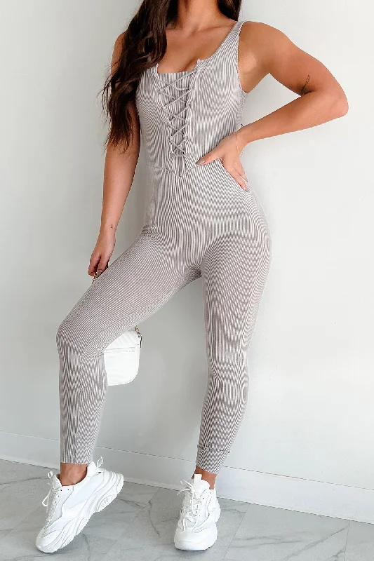 Savor The Simple Things Ribbed Vintage Wash Catsuit (Grey)