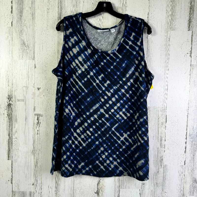 Top Sleeveless By Susan Graver In Black & Blue, Size: 1x