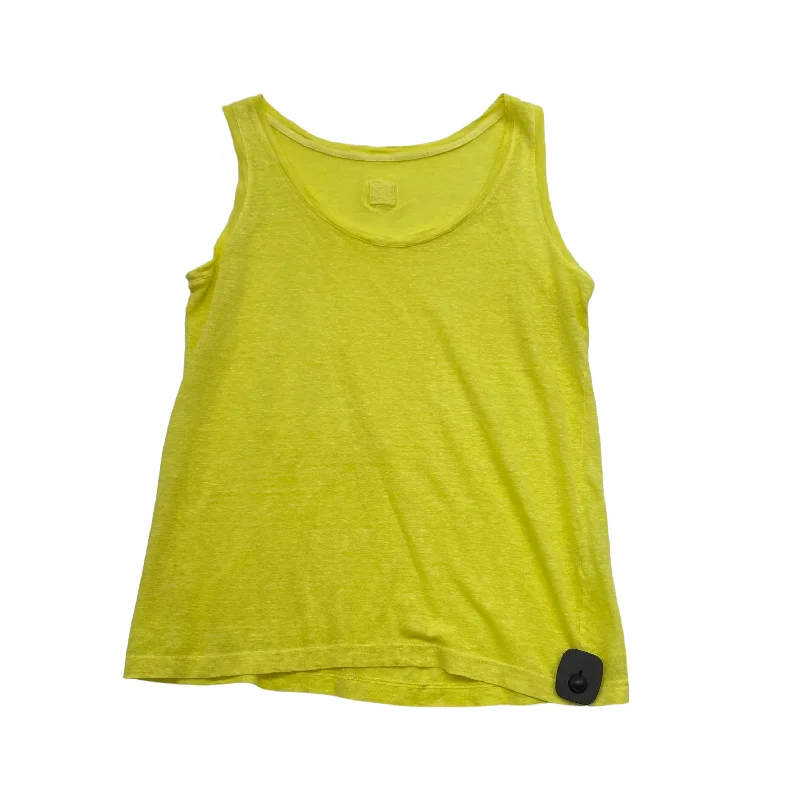 Yellow Top Sleeveless Designer 120% Lino, Size L