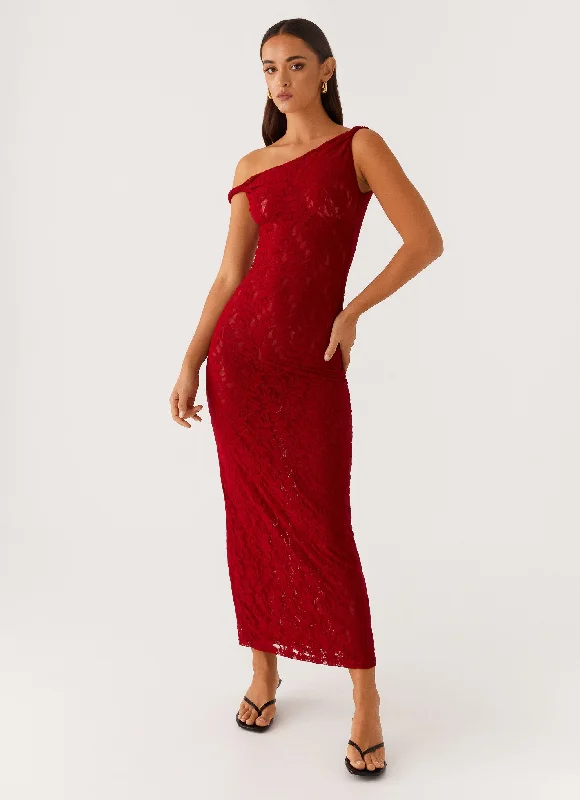 Arabella Twist Shoulder Maxi Dress - Maroon