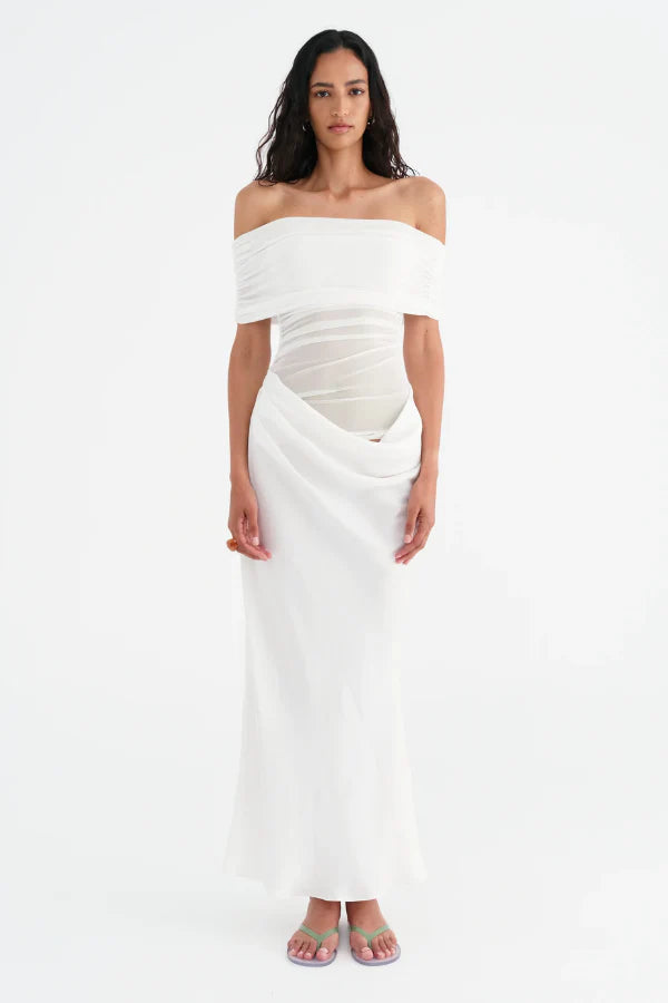 Benni Nico Off Shoulder Maxi Dress - White