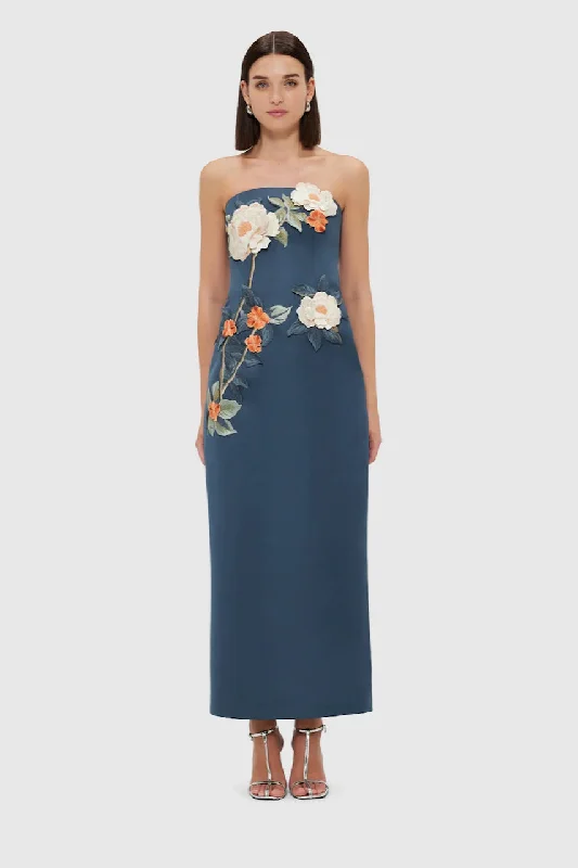 Leo Lin Rayna Appliqué Floral Bustier Maxi Dress - Pear Blossom