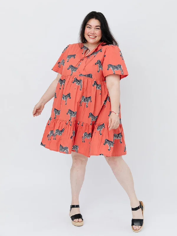 Adelaide Tiered Plus Size Mini Dress - Zebra Bright Berry