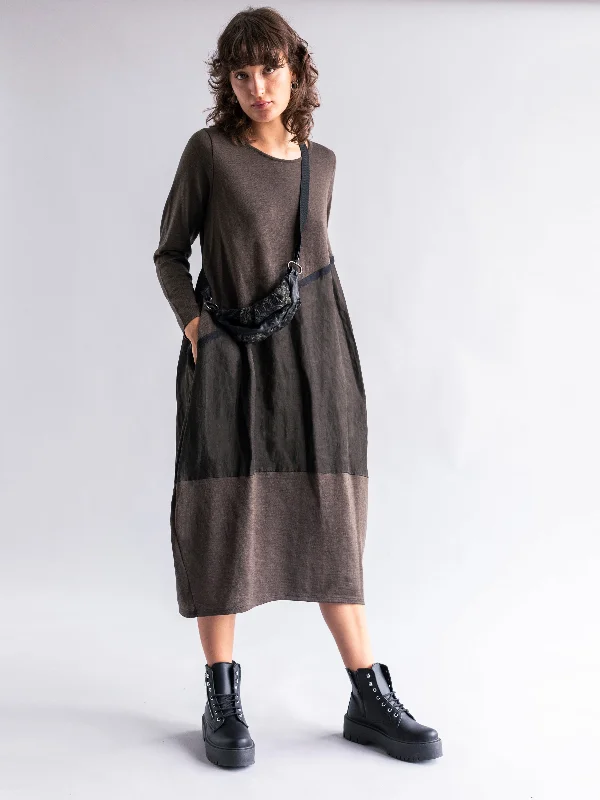 Cocoon Knit Dress with Sheen Panelling