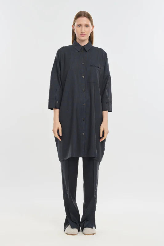 Dark slate light wool shirt tunic dress