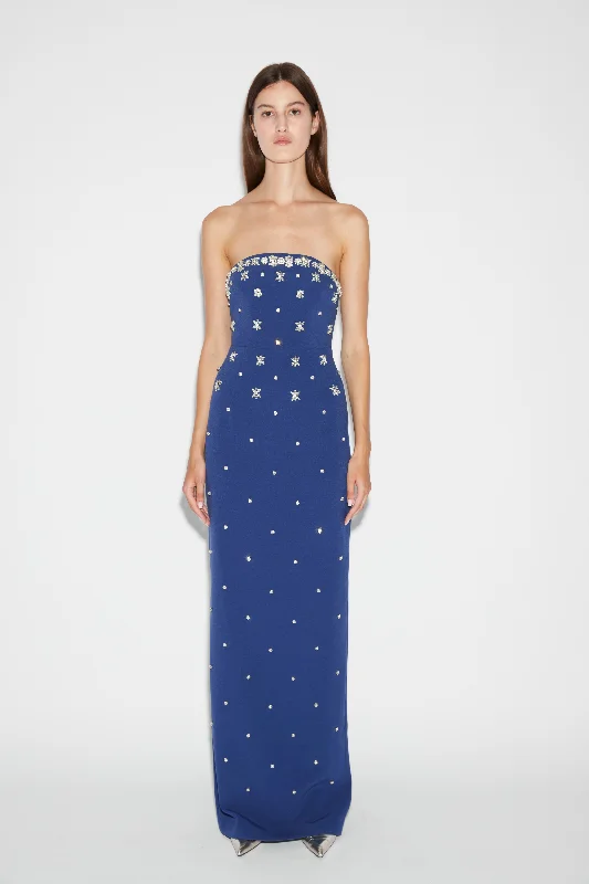 DEVON GOWN NAVY EMBELLISHED CREPE