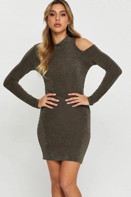 Green Long Sleeve Bodycon Dress