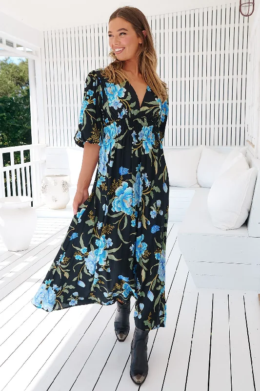 Jaase Midnight Sapphire Print Sonya Maxi Dress