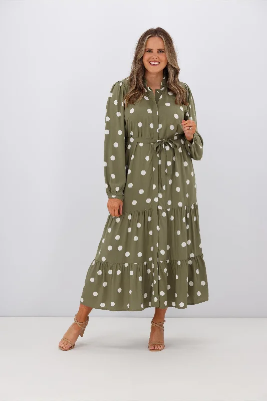 Stella + Gemma Joli Dress Olive Spot